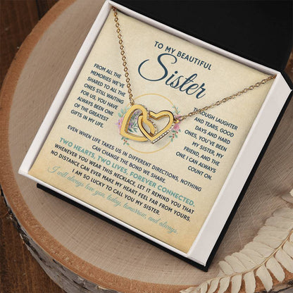 To My Beautiful Sister | Entwined Hearts Necklace, Forever Connected