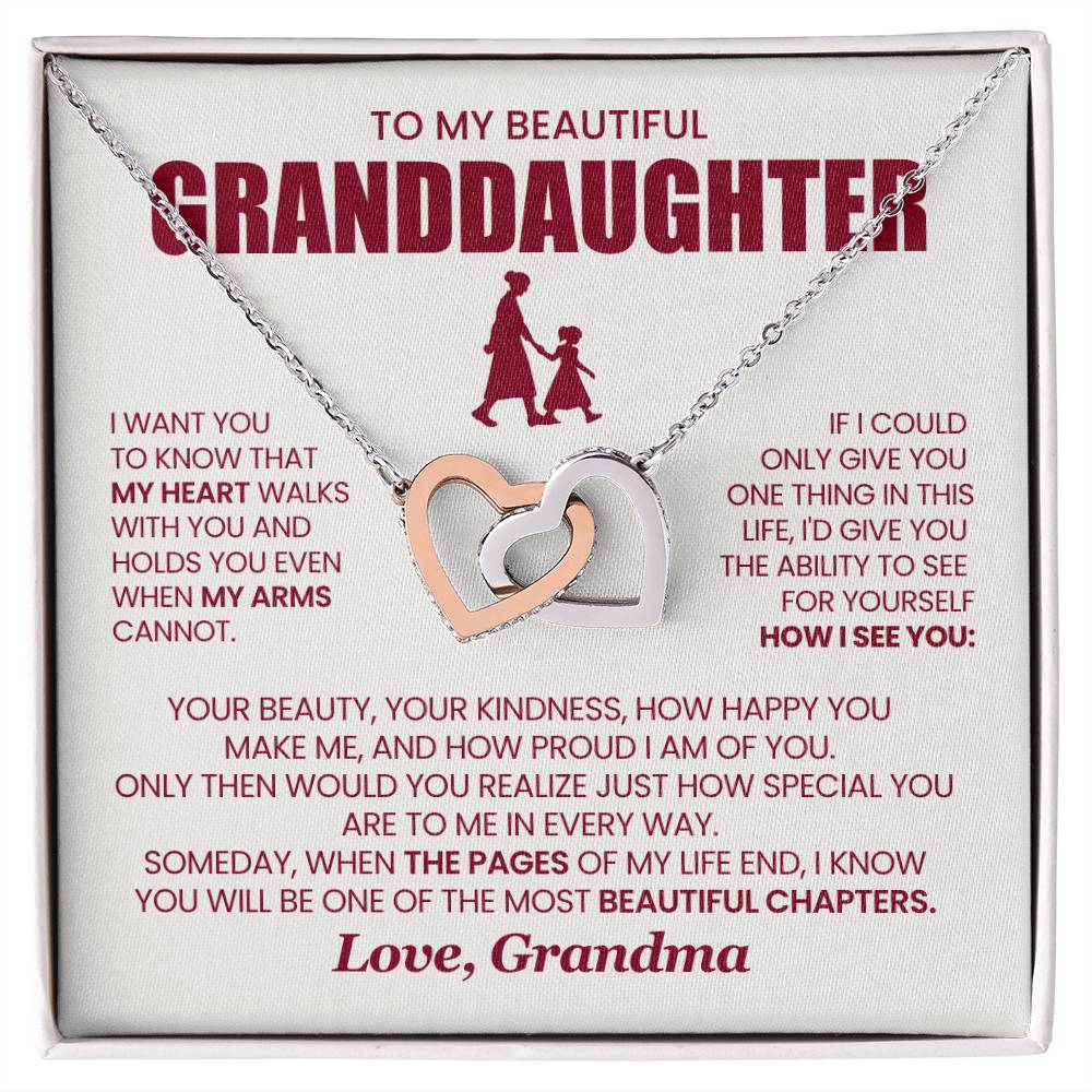 Heart Memento™ Evertwined Hearts Necklace | “My Heart Walks With You” Gift for Granddaughter from Grandma