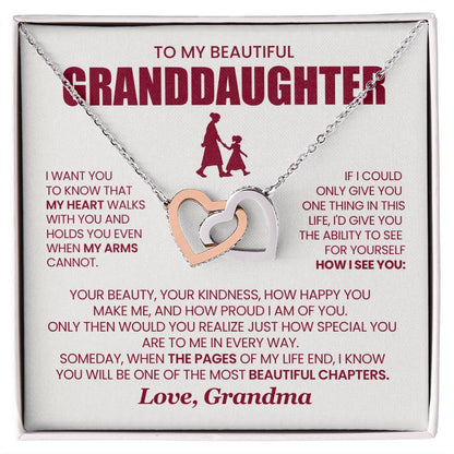 Heart Memento™ Evertwined Hearts Necklace | “My Heart Walks With You” Gift for Granddaughter from Grandma