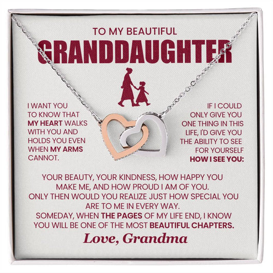 Heart Memento™ Evertwined Hearts Necklace | “My Heart Walks With You” Gift for Granddaughter from Grandma