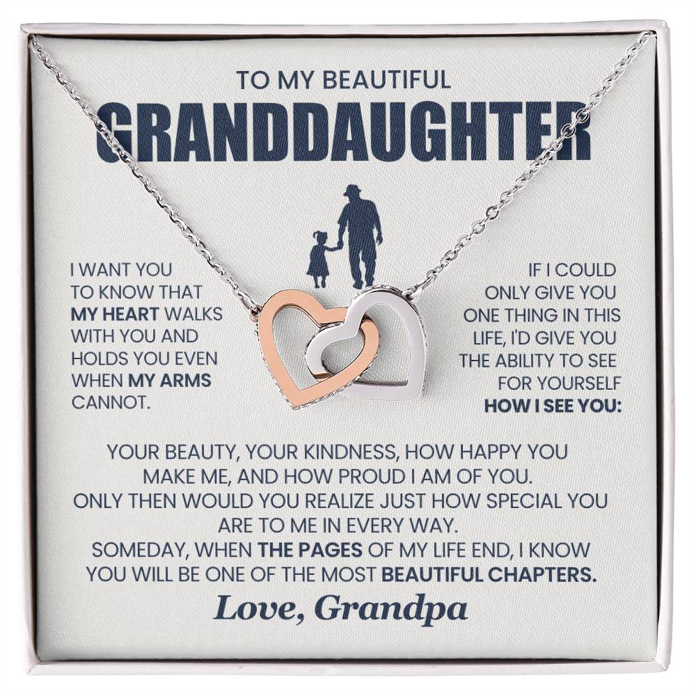 Heart Memento™ Evertwined Hearts Necklace | “My Heart Walks With You” Gift for Granddaughter from Grandpa