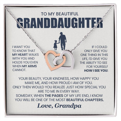 Heart Memento™ Evertwined Hearts Necklace | “My Heart Walks With You” Gift for Granddaughter from Grandpa