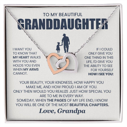 Heart Memento™ Evertwined Hearts Necklace | “My Heart Walks With You” Gift for Granddaughter from Grandpa