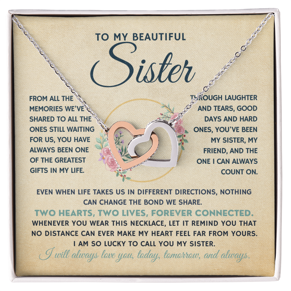 To My Beautiful Sister | Entwined Hearts Necklace, Forever Connected