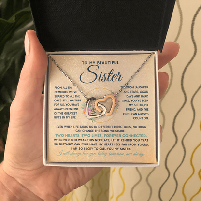 To My Beautiful Sister | Entwined Hearts Necklace, Forever Connected