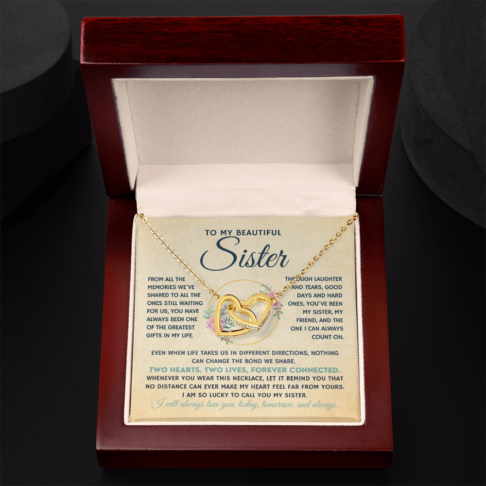 To My Beautiful Sister | Entwined Hearts Necklace, Forever Connected