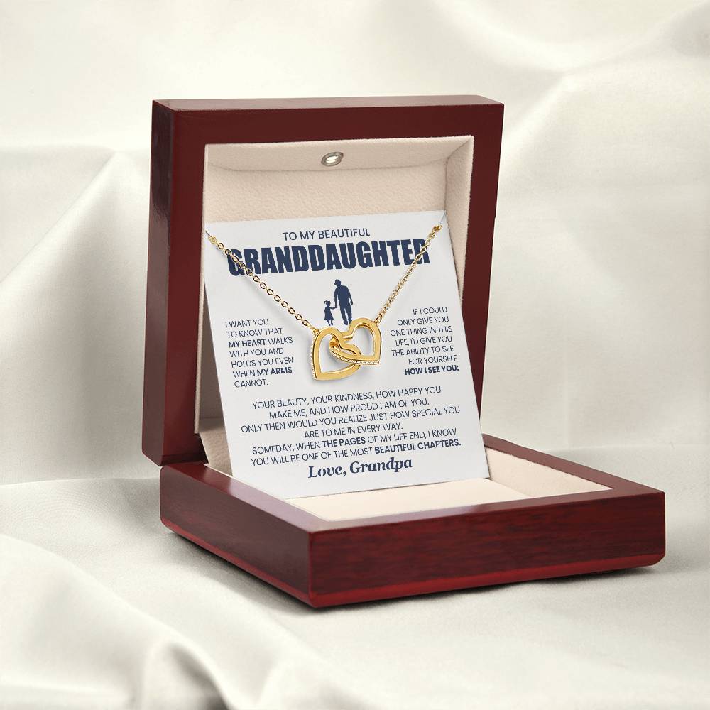 Heart Memento™ Evertwined Hearts Necklace | “My Heart Walks With You” Gift for Granddaughter from Grandpa