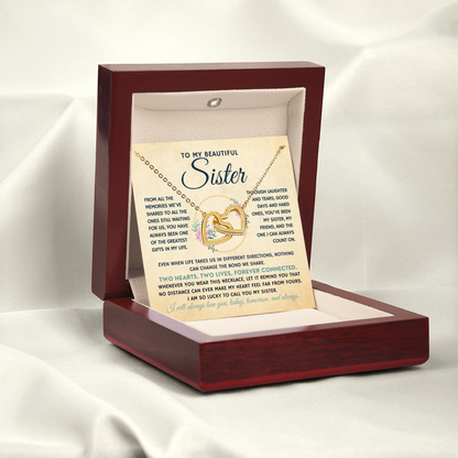 To My Beautiful Sister | Entwined Hearts Necklace, Forever Connected
