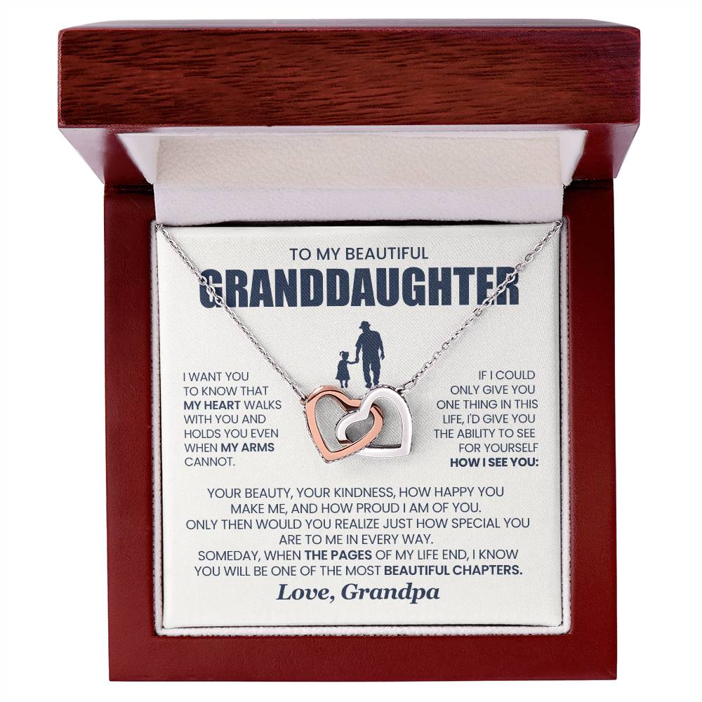 Heart Memento™ Evertwined Hearts Necklace | “My Heart Walks With You” Gift for Granddaughter from Grandpa