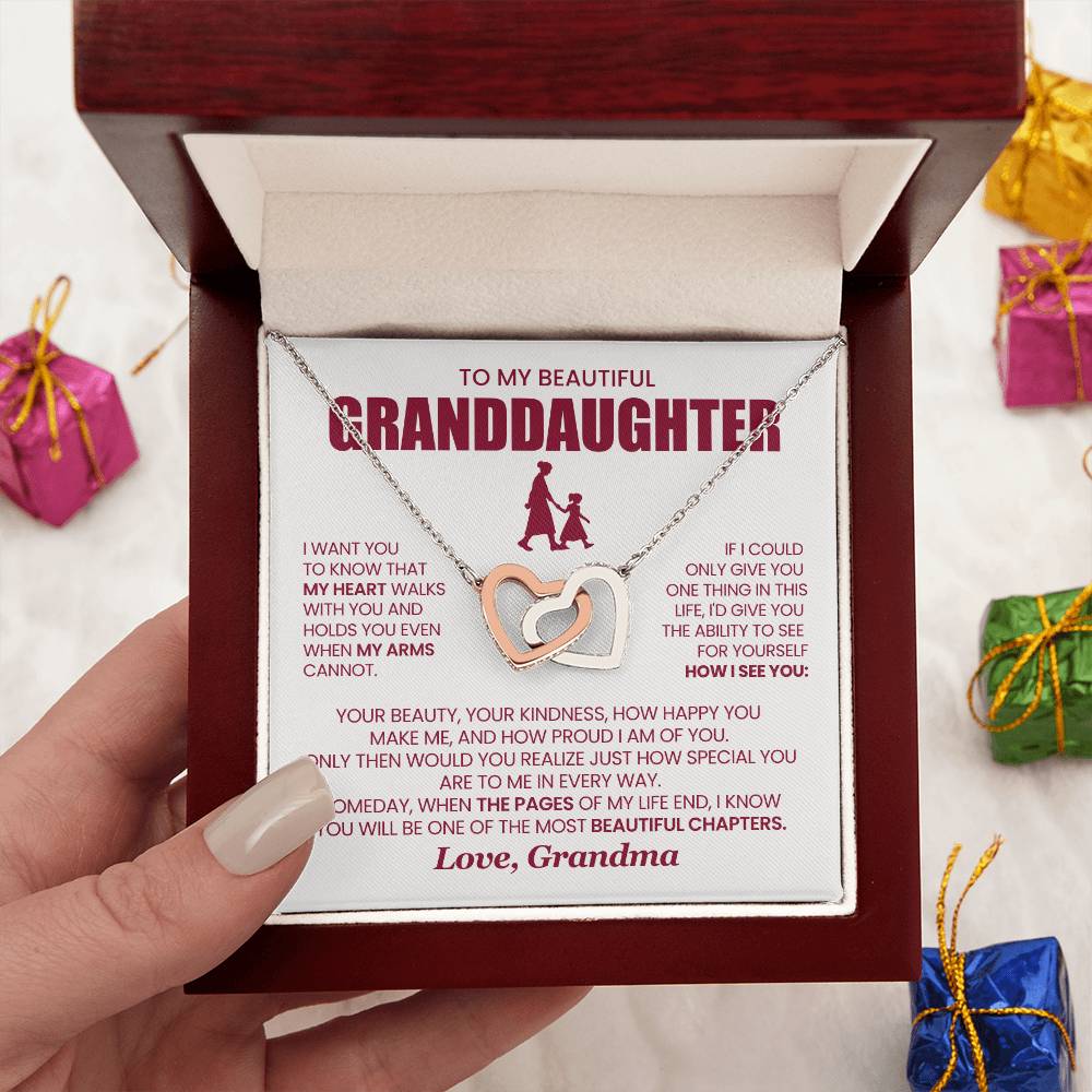 Heart Memento™ Evertwined Hearts Necklace | “My Heart Walks With You” Gift for Granddaughter from Grandma