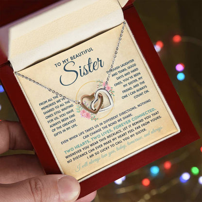To My Beautiful Sister | Entwined Hearts Necklace, Forever Connected