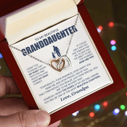 Heart Memento™ Evertwined Hearts Necklace | “My Heart Walks With You” Gift for Granddaughter from Grandpa