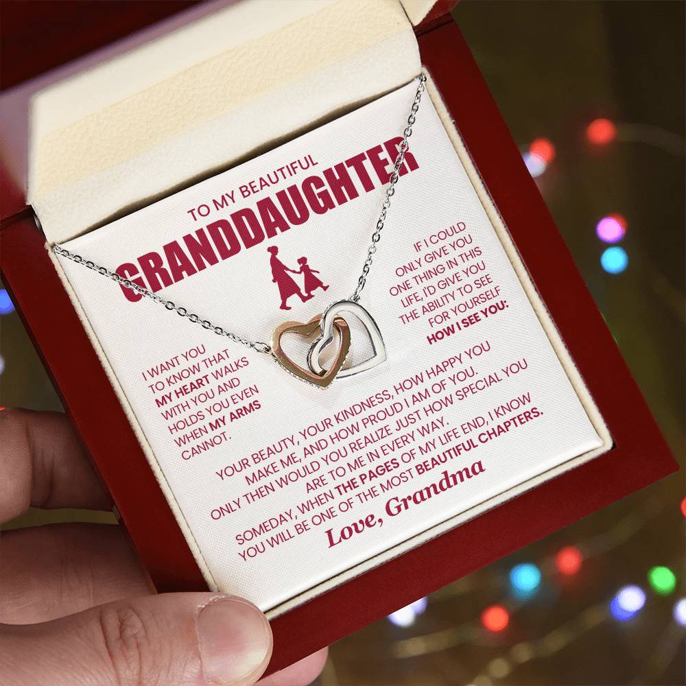 Heart Memento™ Evertwined Hearts Necklace | “My Heart Walks With You” Gift for Granddaughter from Grandma