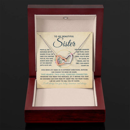 To My Beautiful Sister | Entwined Hearts Necklace, Forever Connected