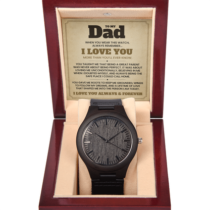 To My Dad, I Love You Always & Forever — Timberbound™ Wooden Watch Gift from Daughter or Son