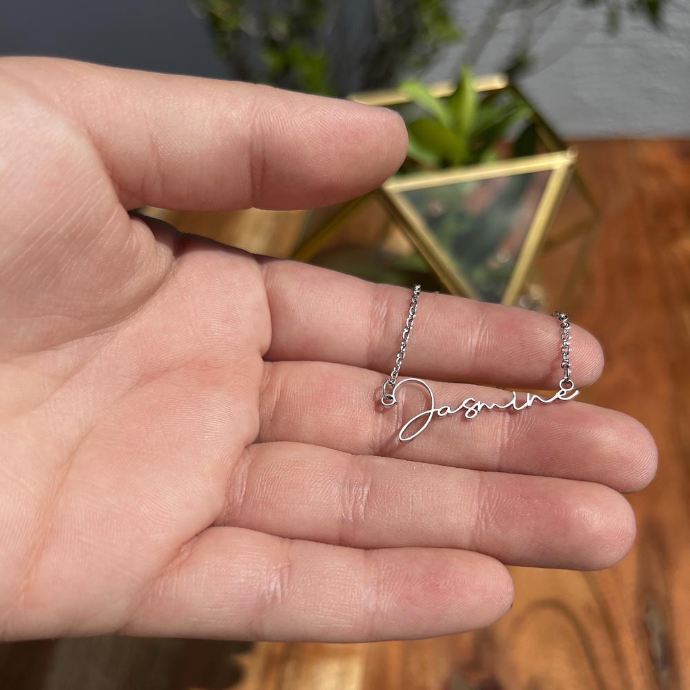 Heart Memento™ Gentlypenned Personalized Name Necklace – Custom Script Necklace for Her