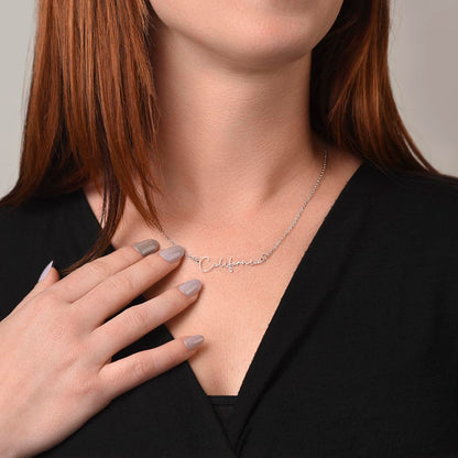 Heart Memento™ Gentlypenned Personalized Name Necklace – Custom Script Necklace for Her