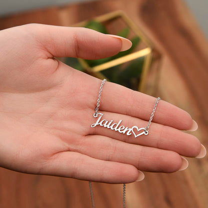 Heart Memento™ Tenderscript Personalized Heart Name Necklace – Custom Name Necklace for Her
