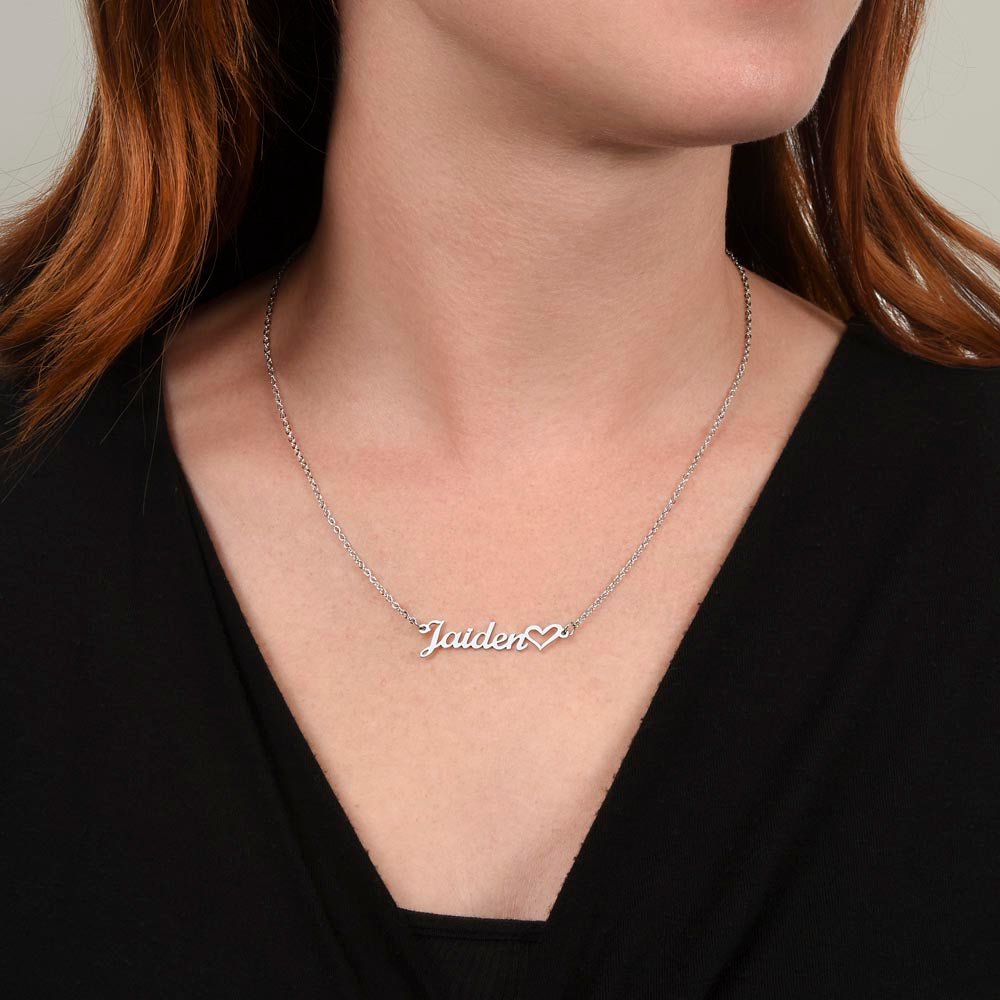 Heart Memento™ Tenderscript Personalized Heart Name Necklace – Custom Name Necklace for Her