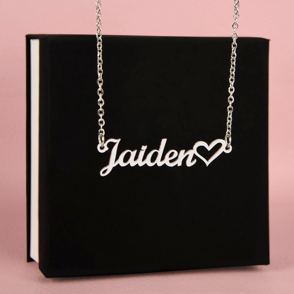 Heart Memento™ Tenderscript Personalized Heart Name Necklace – Custom Name Necklace for Her