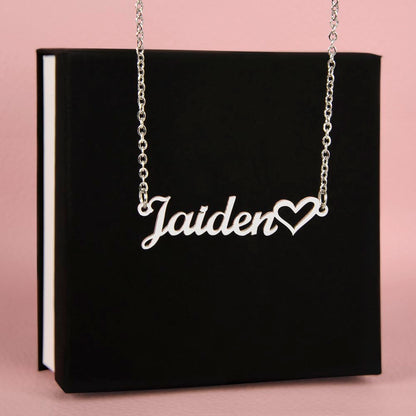 Heart Memento™ Tenderscript Personalized Heart Name Necklace – Custom Name Necklace for Her