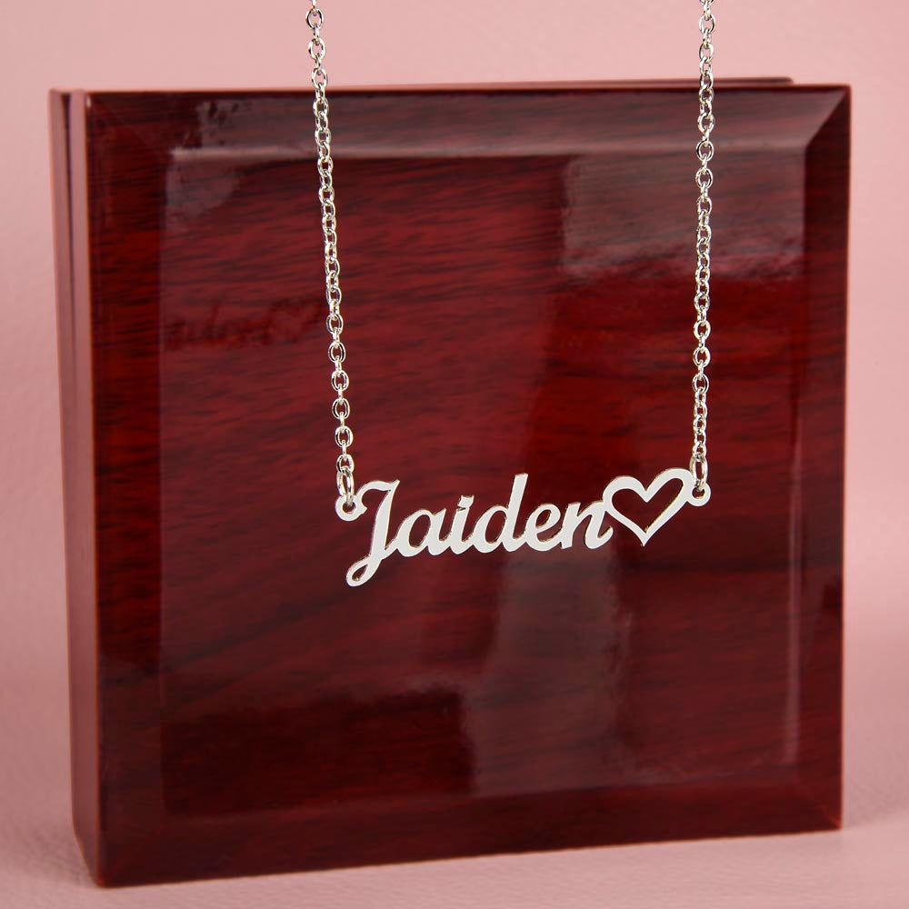 Heart Memento™ Tenderscript Personalized Heart Name Necklace – Custom Name Necklace for Her