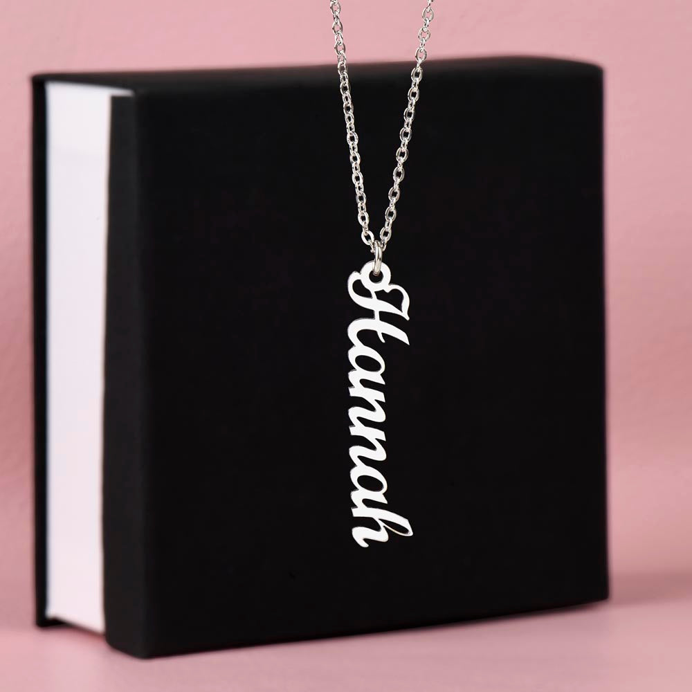 Heart Memento™ Spirewrit Personalized Vertical Name Necklace – Custom Name Necklace for Her