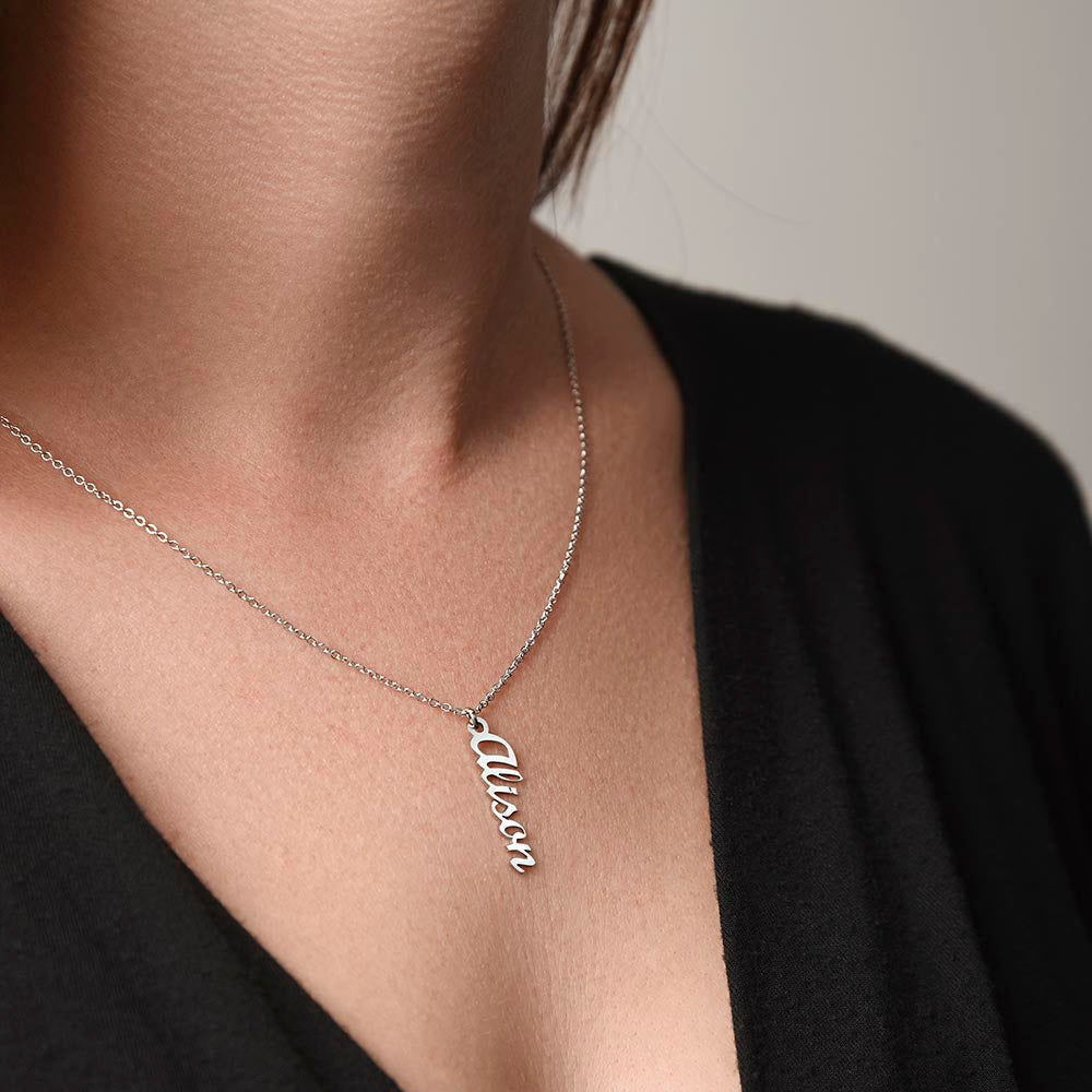 Heart Memento™ Spirewrit Personalized Vertical Name Necklace – Custom Name Necklace for Her