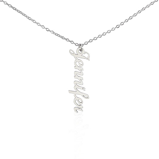 Heart Memento™ Spirewrit Personalized Vertical Name Necklace – Custom Name Necklace for Her