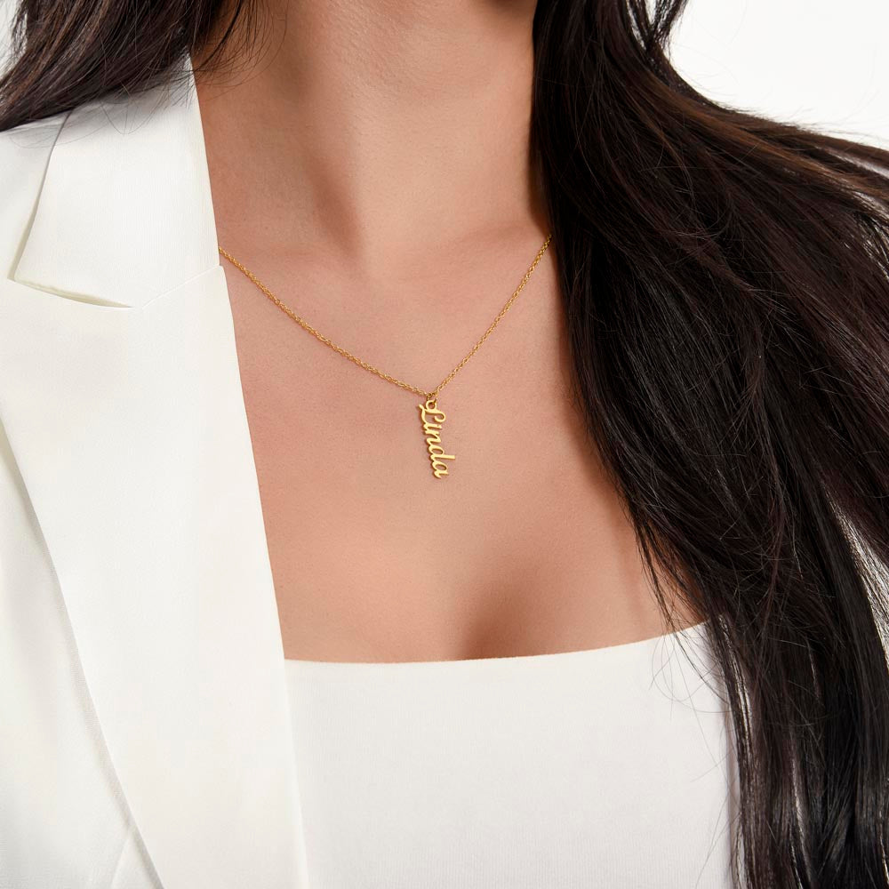 Heart Memento™ Spirewrit Personalized Vertical Name Necklace – Custom Name Necklace for Her