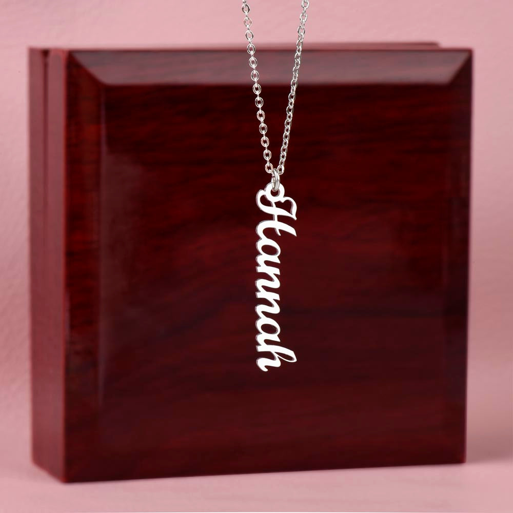 Heart Memento™ Spirewrit Personalized Vertical Name Necklace – Custom Name Necklace for Her