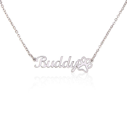 Heart Memento™ Pawkept Personalized Paw Print Name Necklace – Custom Pet Name Necklace for Her