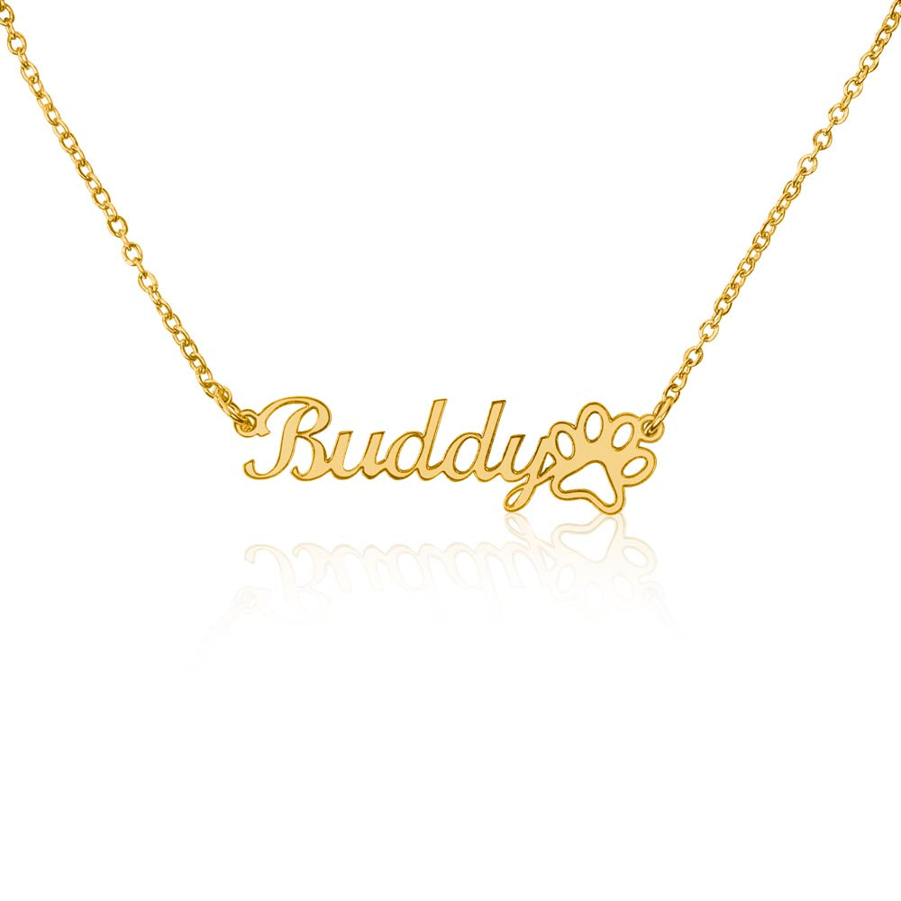 Heart Memento™ Pawkept Personalized Paw Print Name Necklace – Custom Pet Name Necklace for Her