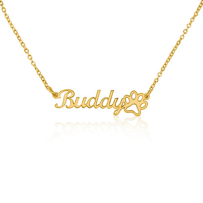 Heart Memento™ Pawkept Personalized Paw Print Name Necklace – Custom Pet Name Necklace for Her