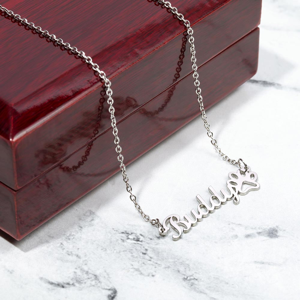 Heart Memento™ Pawkept Personalized Paw Print Name Necklace – Custom Pet Name Necklace for Her