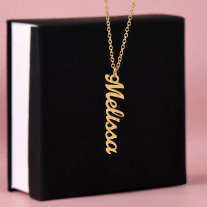 Heart Memento™ Lovescribed Multi Vertical Name Necklace | Personalized Gift for Grandma with Her Grandkids' Names