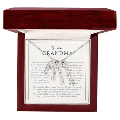 Heart Memento™ Lovescribed Multi Vertical Name Necklace | Personalized Gift for Grandma with Her Grandkids' Names