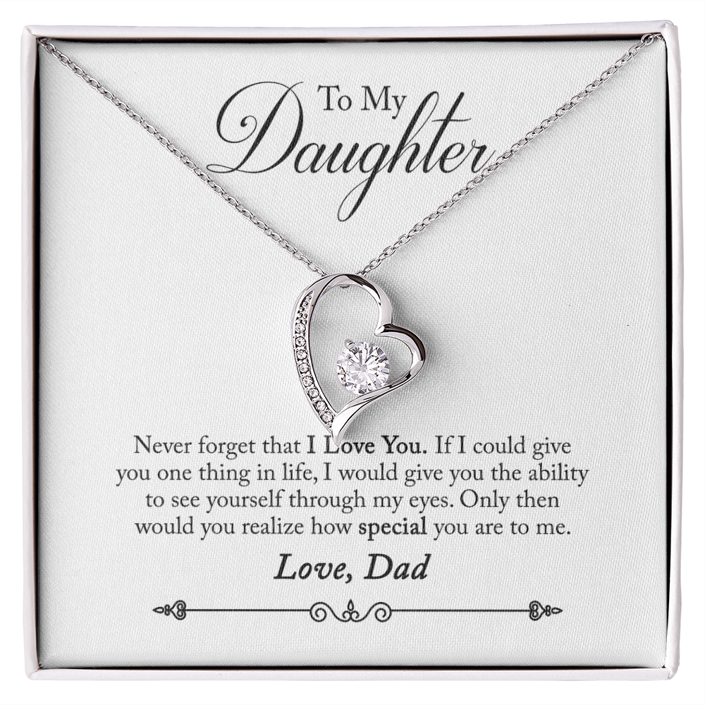 Everlasting Love Necklace – “See Yourself Through My Eyes” Daughter Gift from Dad, Sentimental Necklace for Daughter