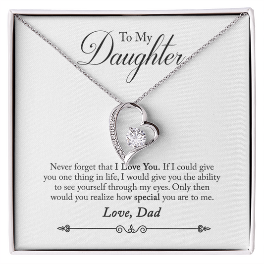 Everlasting Love Necklace – “See Yourself Through My Eyes” Daughter Gift from Dad, Sentimental Necklace for Daughter