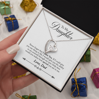Everlasting Love Necklace – “See Yourself Through My Eyes” Daughter Gift from Dad, Sentimental Necklace for Daughter