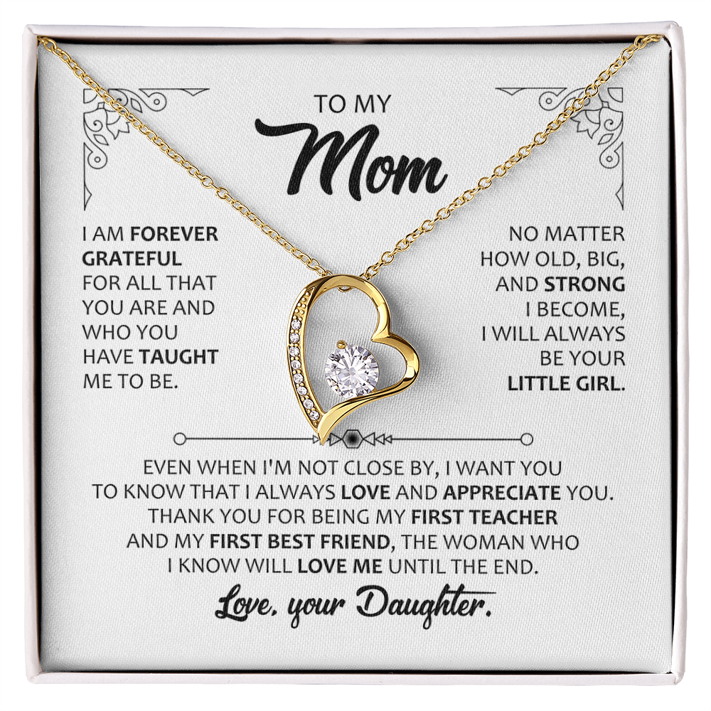 To My Mom from Daughter Eternal Heart necklace, 18k yellow gold finish – Heart Memento