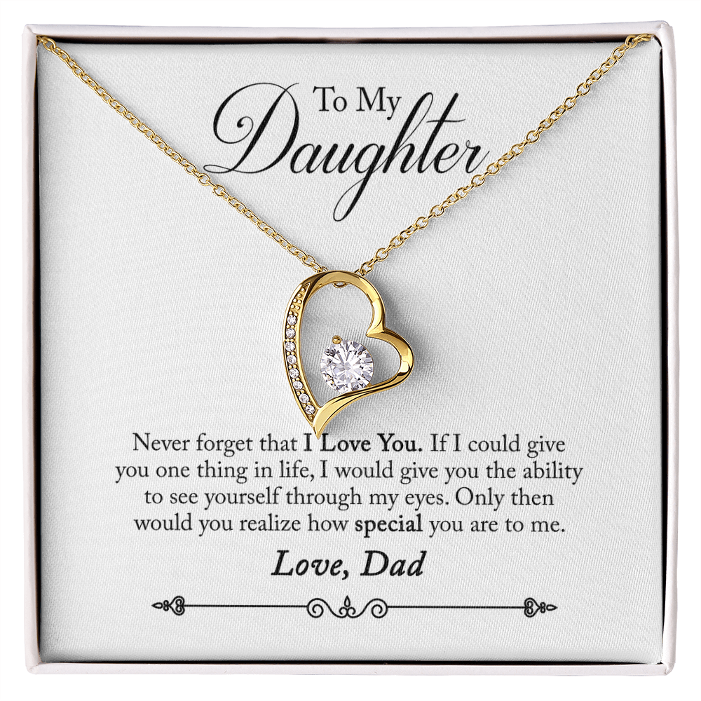 Everlasting Love Necklace – “See Yourself Through My Eyes” Daughter Gift from Dad, Sentimental Necklace for Daughter