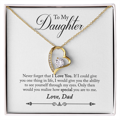 Everlasting Love Necklace – “See Yourself Through My Eyes” Daughter Gift from Dad, Sentimental Necklace for Daughter
