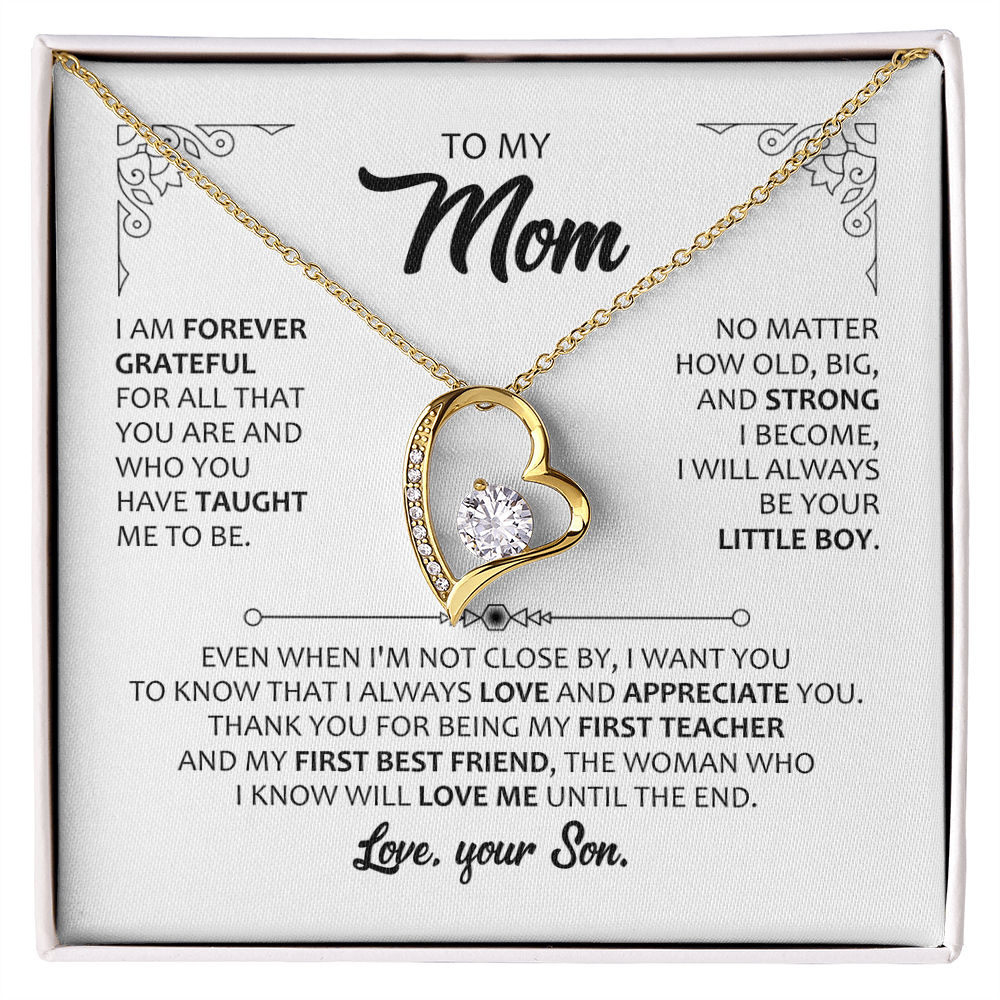 To My Mom from Son Eternal Heart necklace, 18k yellow gold finish – Heart Memento