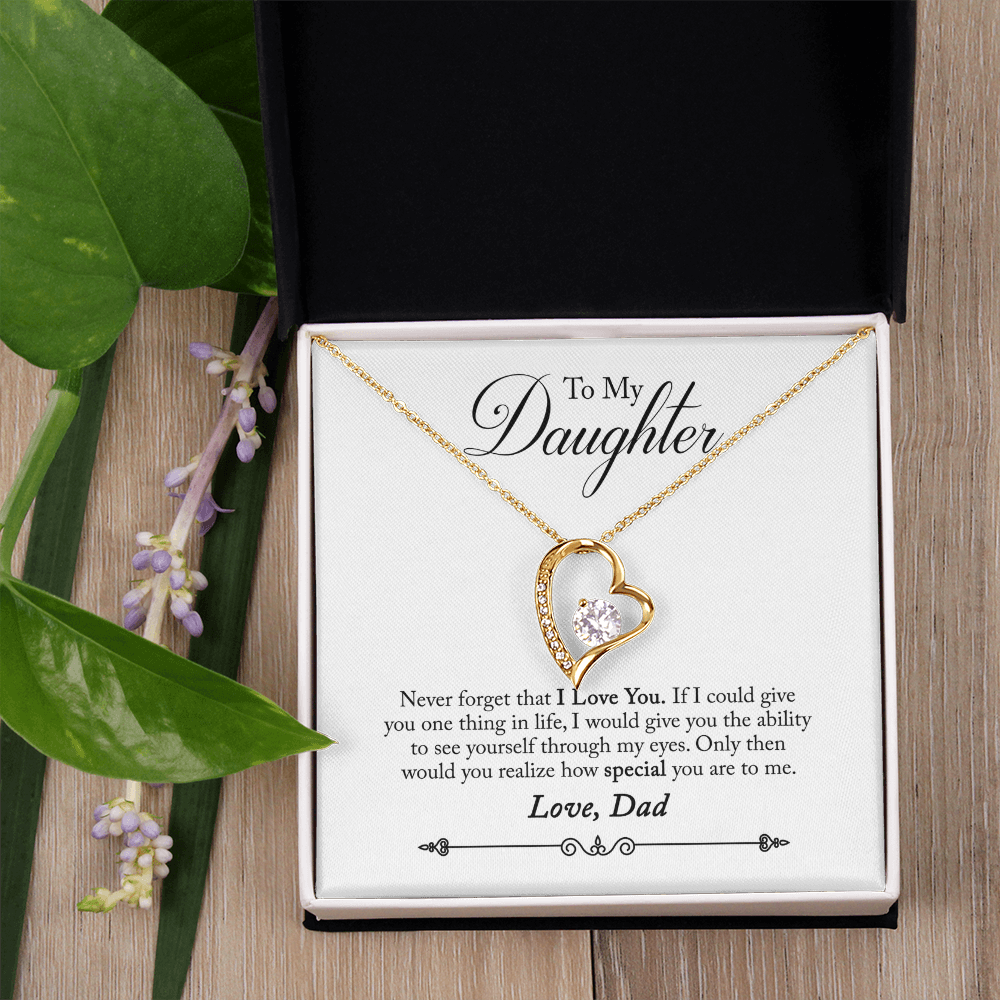 Everlasting Love Necklace – “See Yourself Through My Eyes” Daughter Gift from Dad, Sentimental Necklace for Daughter