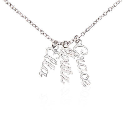 Heart Memento™ Cairnkept Personalized Multi-Name Vertical Necklace – Custom Family Name Necklace for Her