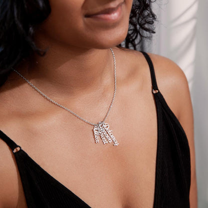 Heart Memento™ Cairnkept Personalized Multi-Name Vertical Necklace – Custom Family Name Necklace for Her