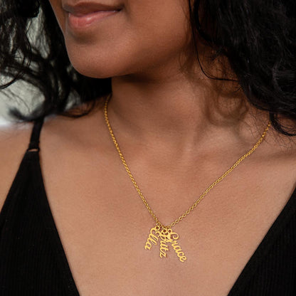 Heart Memento™ Cairnkept Personalized Multi-Name Vertical Necklace – Custom Family Name Necklace for Her