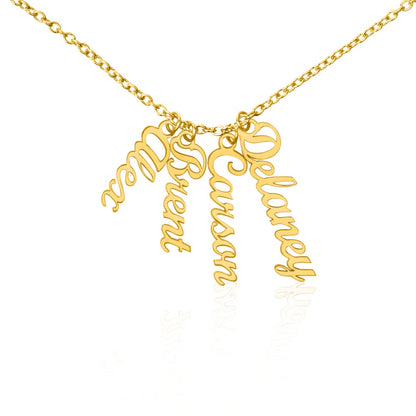 Heart Memento™ Cairnkept Personalized Multi-Name Vertical Necklace – Custom Family Name Necklace for Her