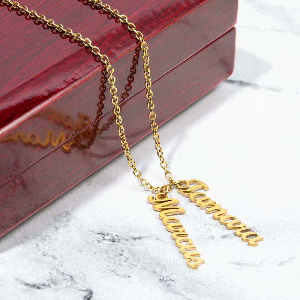 Heart Memento™ Cairnkept Personalized Multi-Name Vertical Necklace – Custom Family Name Necklace for Her